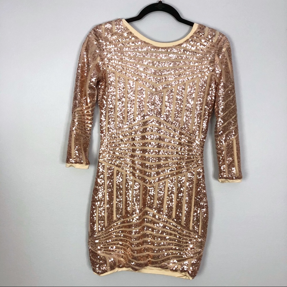 Sequin Long Sleeve Dress
